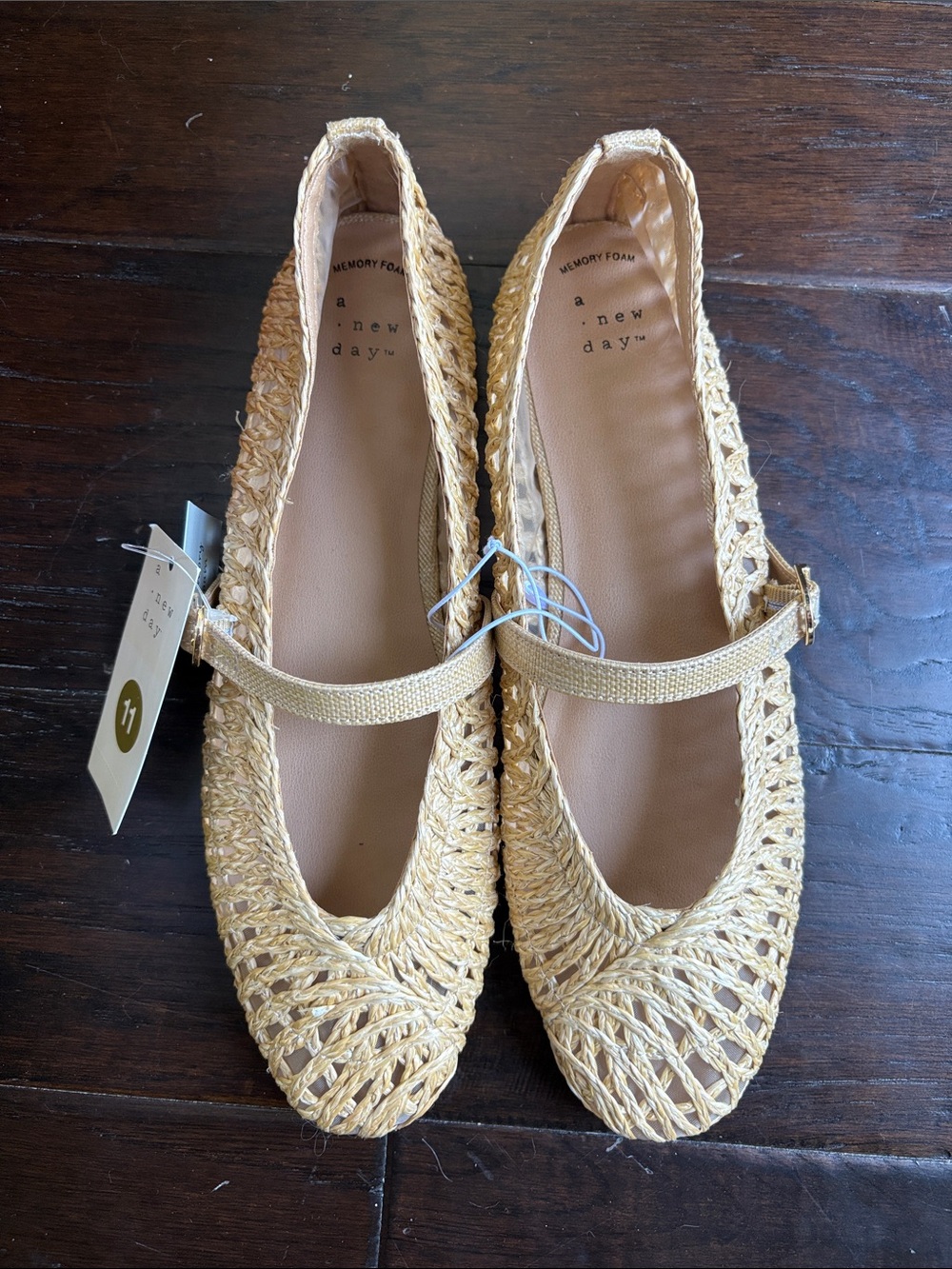a new day Woven Mary Jane Flats in Natural Straw